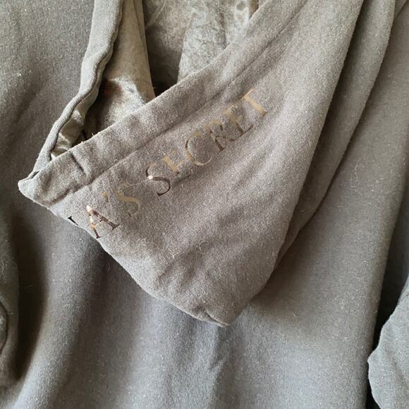 Victoria's Secret Cropped V-Neck Hoodie, Size XS, Black Pullover Sweatshirt - Picture 5 of 7